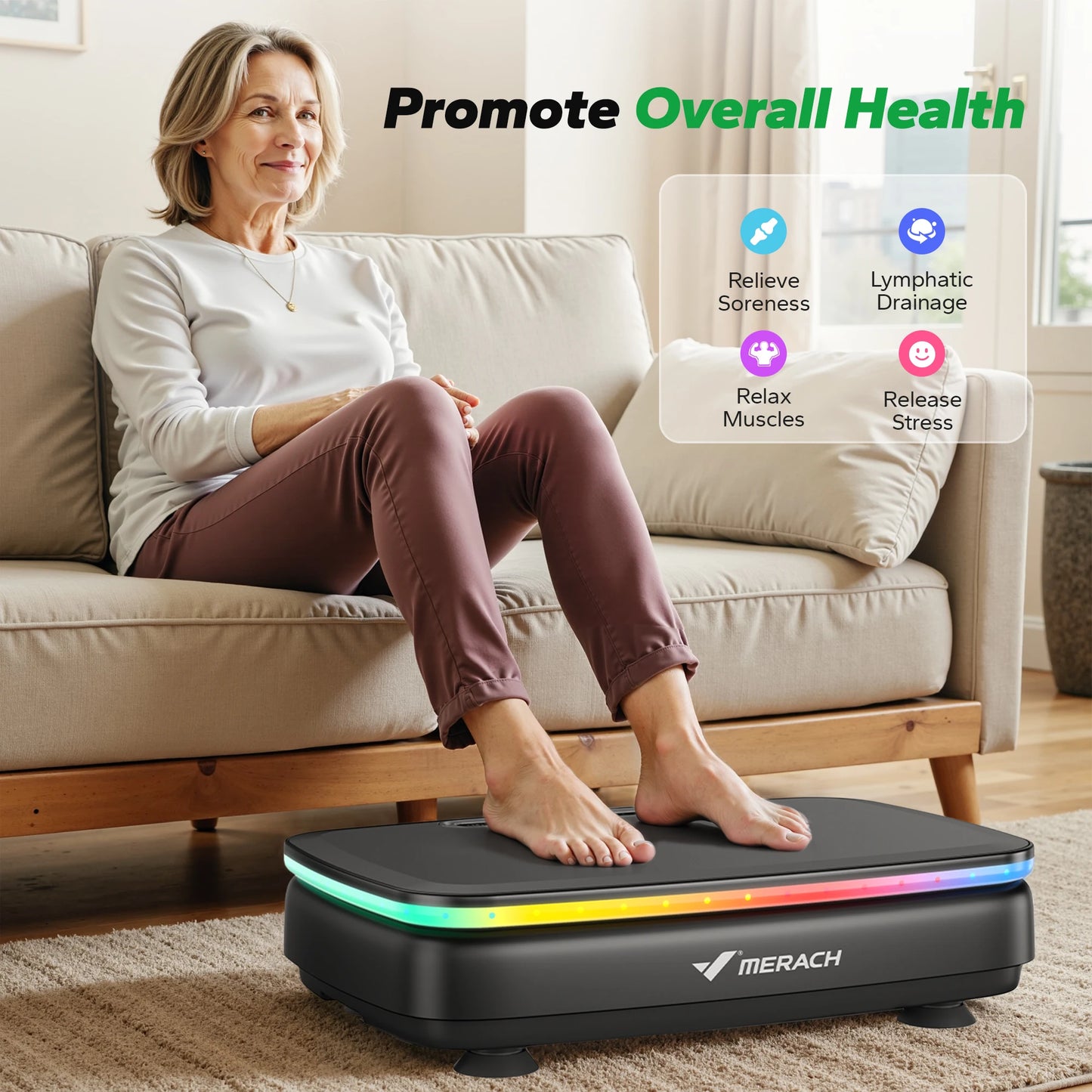 MERACH Vibration Plate Exercise Machine with Light, Bluetooth & Remote Control