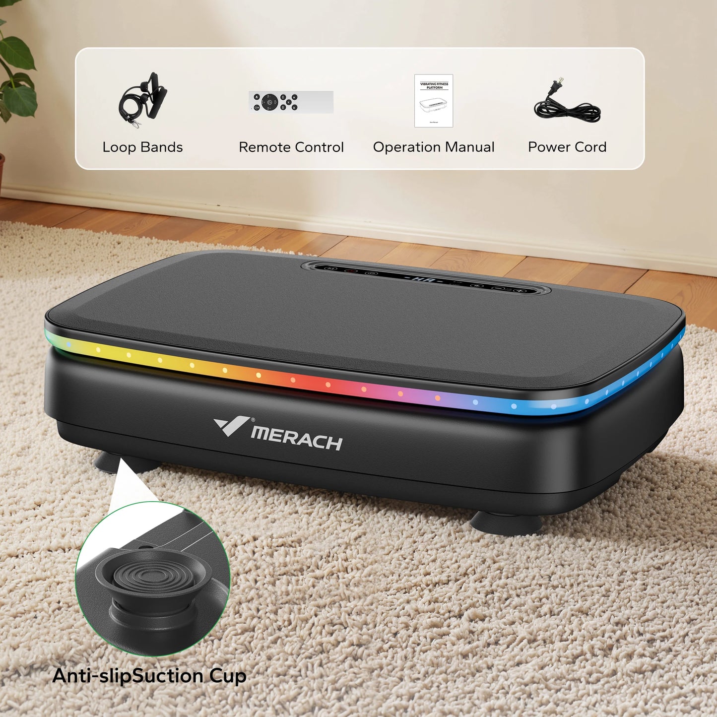 MERACH Vibration Plate Exercise Machine with Light, Bluetooth & Remote Control