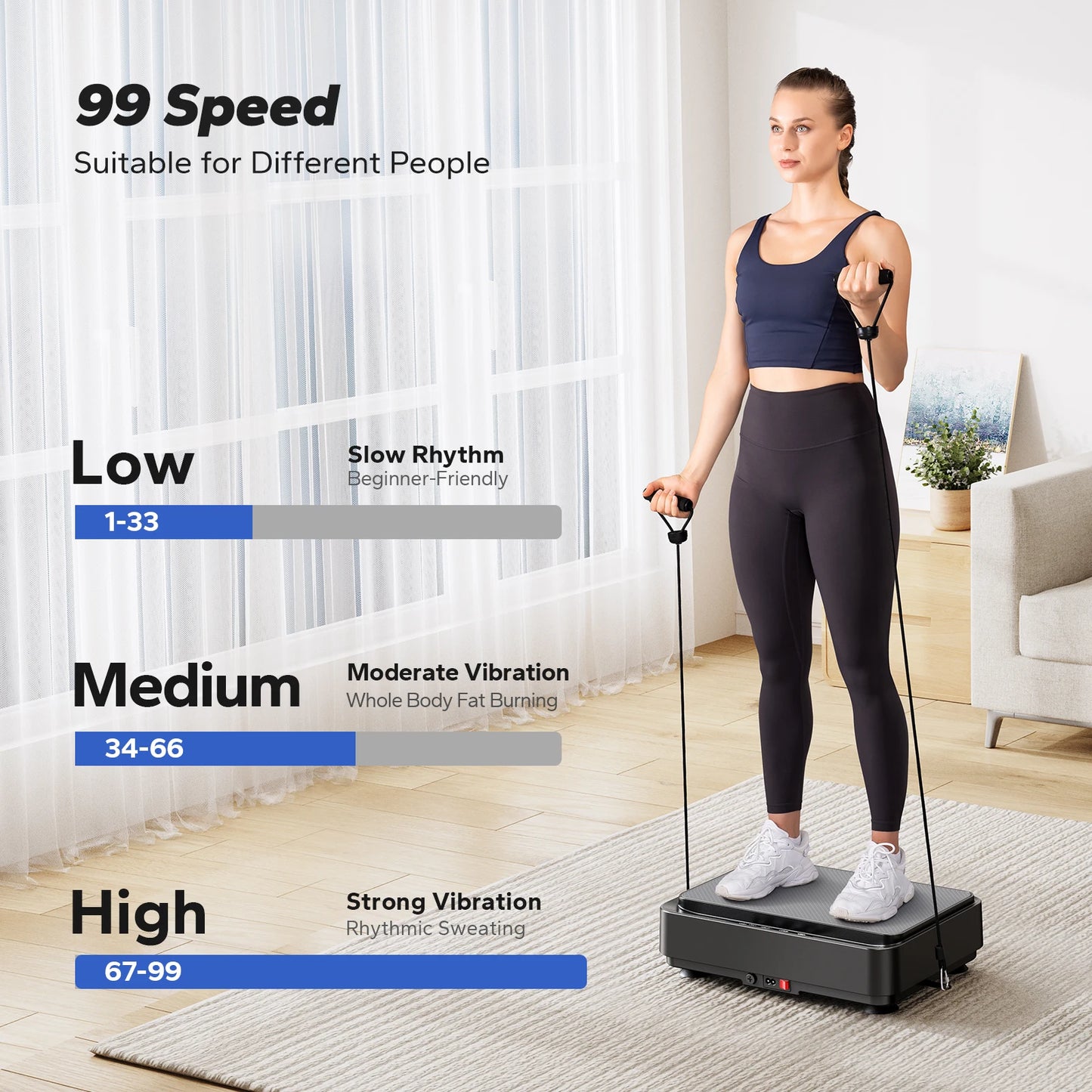MERACH Vibration Plate Machine with LED Display & Resistance Bands