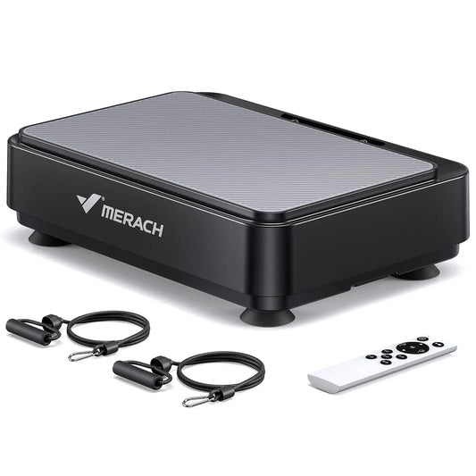 MERACH Vibration Plate Exercise Machine with Lymphatic Drainage Support, LED and Resistant Bands