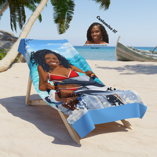 Personalized Jet Ski Beach Towel – Custom Name Tropical Swim Design