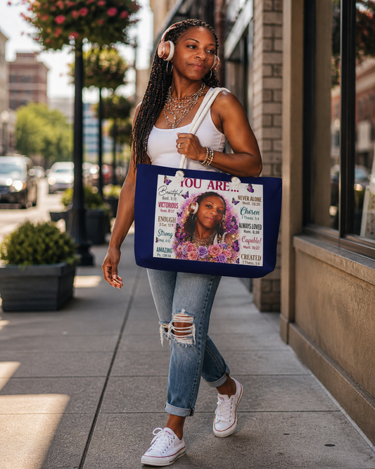 Personalized With your Likeness & name -Inspirational Bag — "You Are" Photo Tote with Bible Verse Affirmations