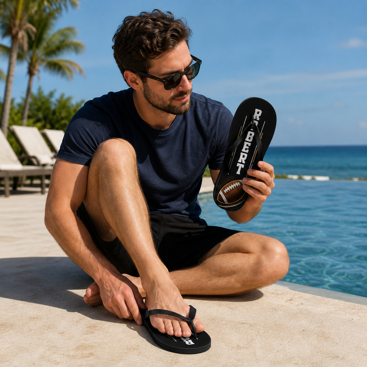 Personalized Men's Vintage Flip Flop Lounge Sandals - variety of styles
