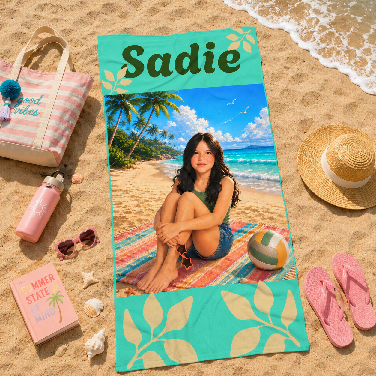 Personalized Beach Towel —  for the Younger Crowd  Tropical Photo Towel