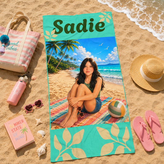 Personalized Beach Towel —  for the Younger Crowd  Tropical Photo Towel