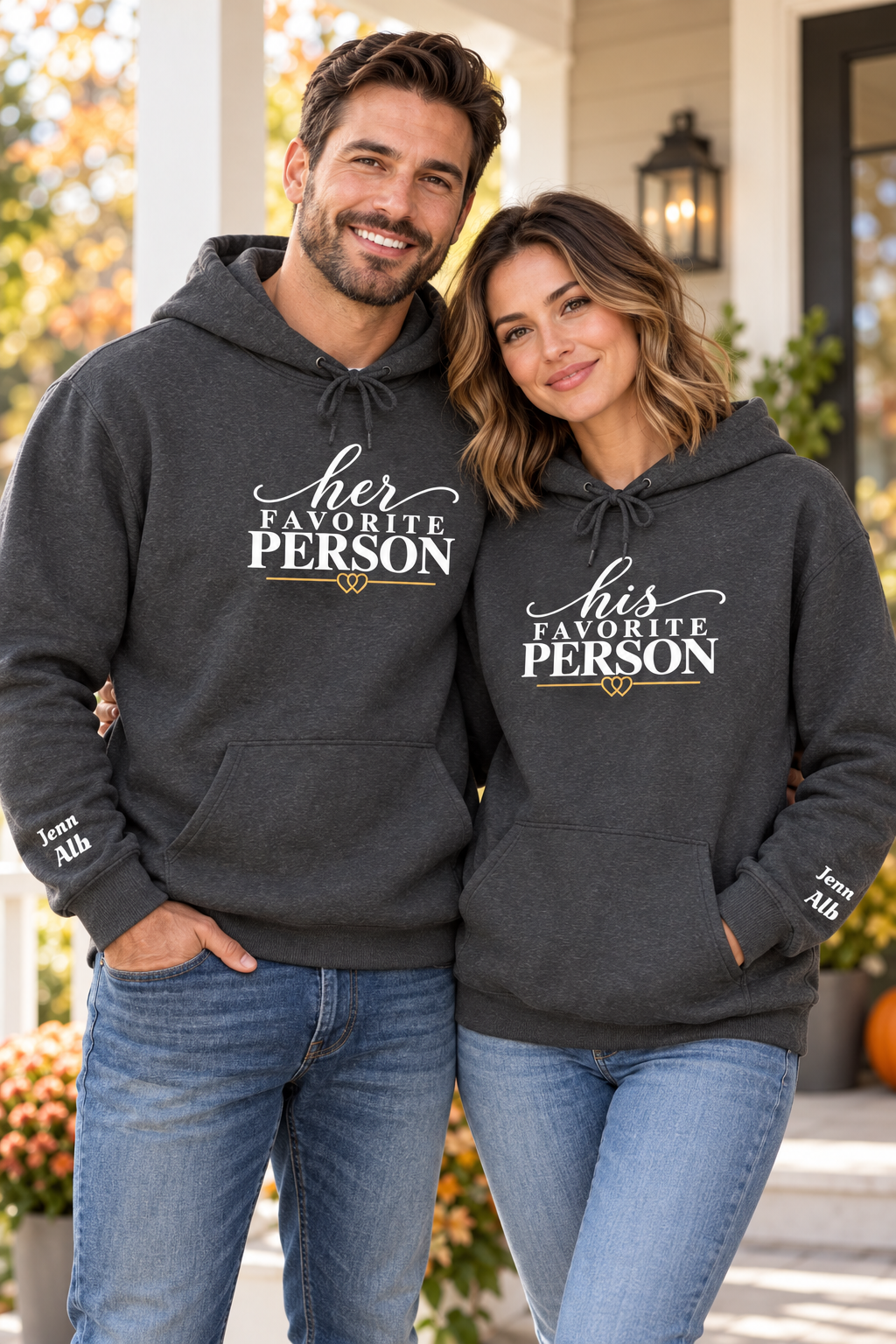 Personalized “His Favorite Person” and “Her Favorite Person” Couples Hoodies