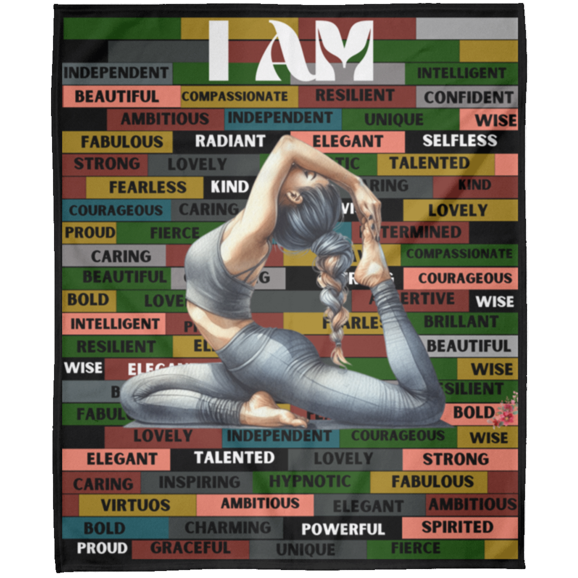 I AM Comfy Motivational Blanket, Soft Fleece Yoga Blanket