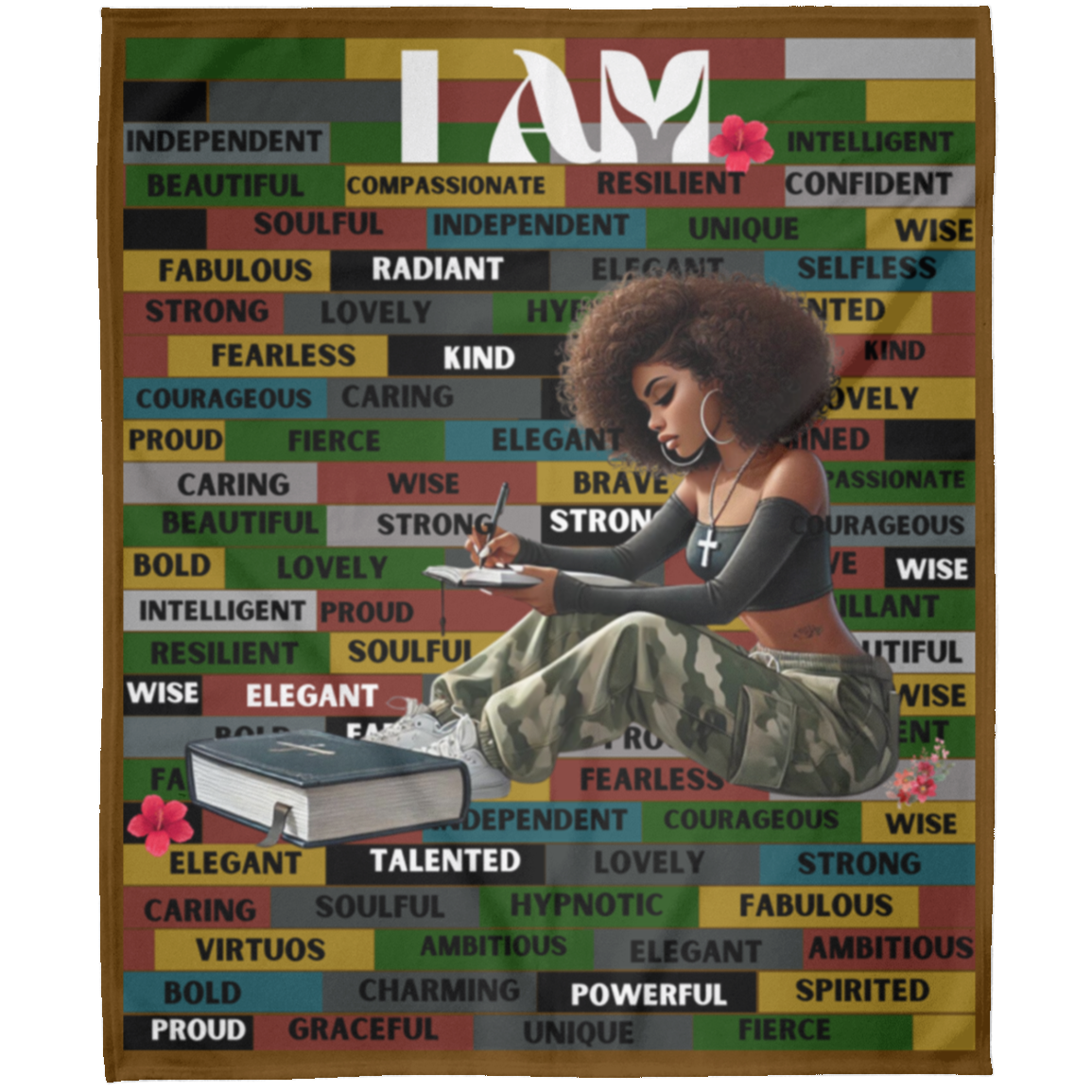 I AM Comfy Motivational Blanket, Soft Fleece Yoga Blanket