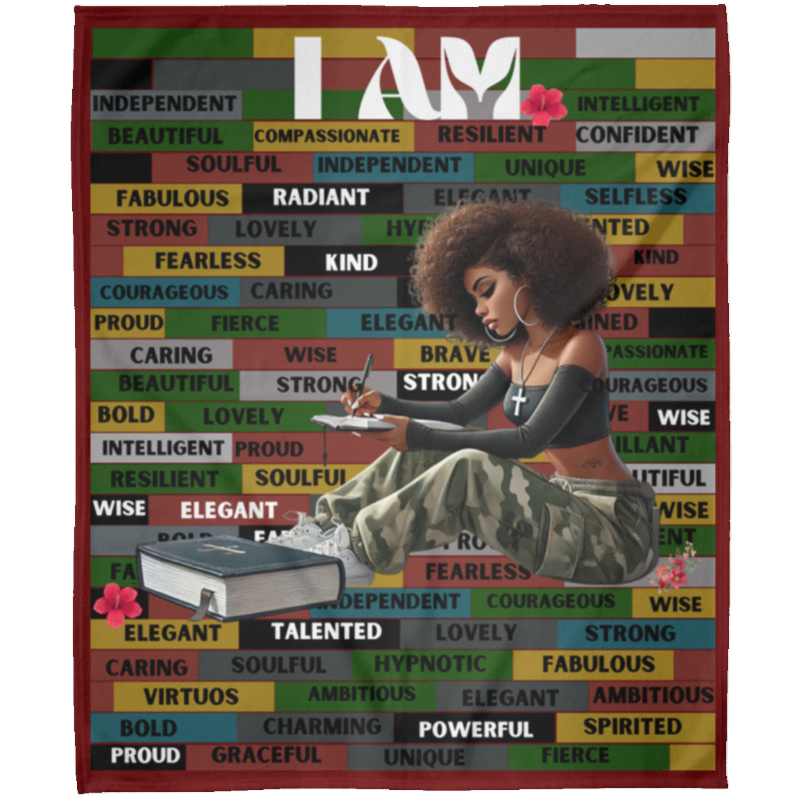 I AM Comfy Motivational Blanket, Soft Fleece Yoga Blanket