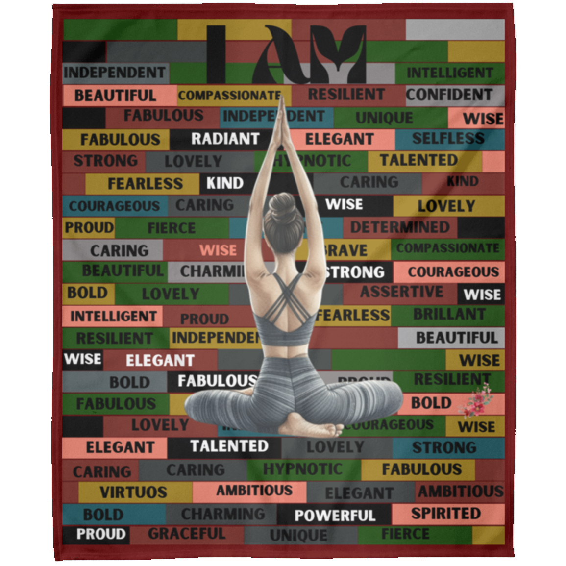 I AM Comfy Motivational Blanket, Soft Fleece Yoga Blanket