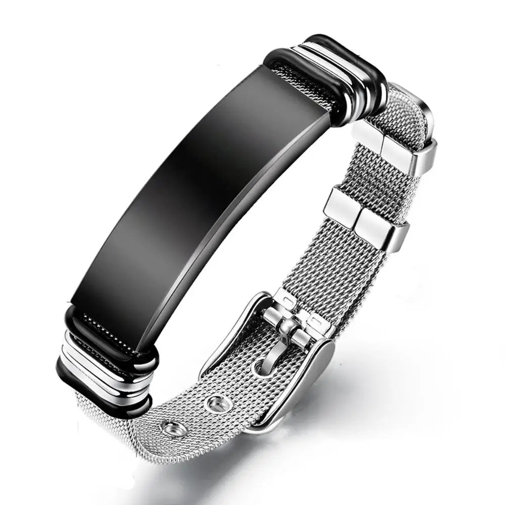 Engrave Stainless Steel Bracelet Men Bracelet -Buy one get One Free