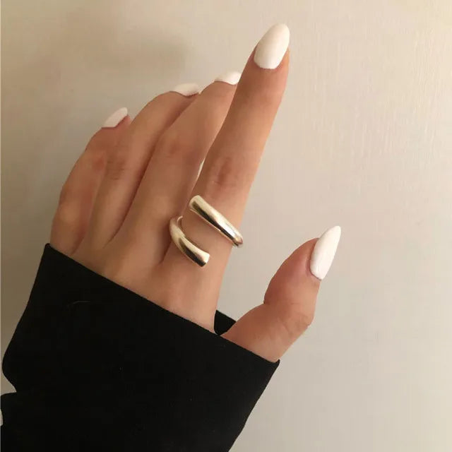 Minimalist Silver Geometric Ring