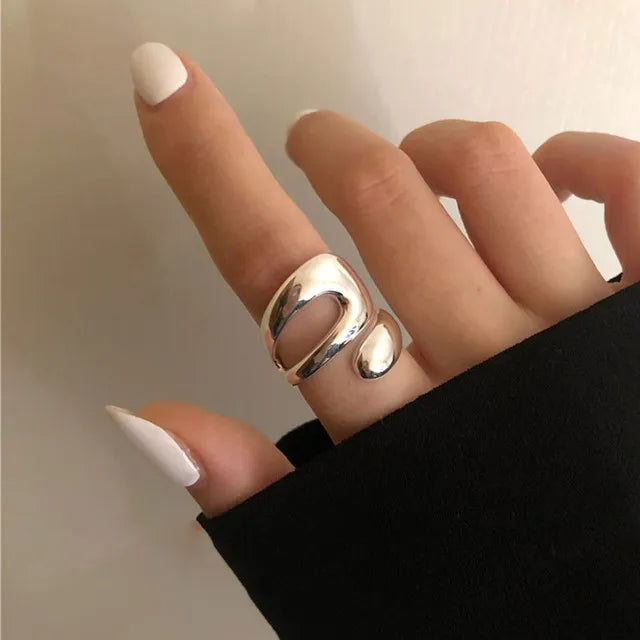 Minimalist Silver Geometric Ring