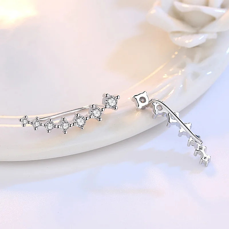 100% Genuine Real Pure Solid 925 Sterling Silver Ear Cuff Cubic Zirconia - BOGO 🔥
