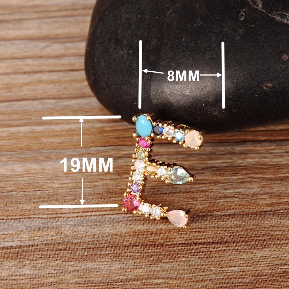 Colorful Initial Letter Necklace Multicolor Rainbow
