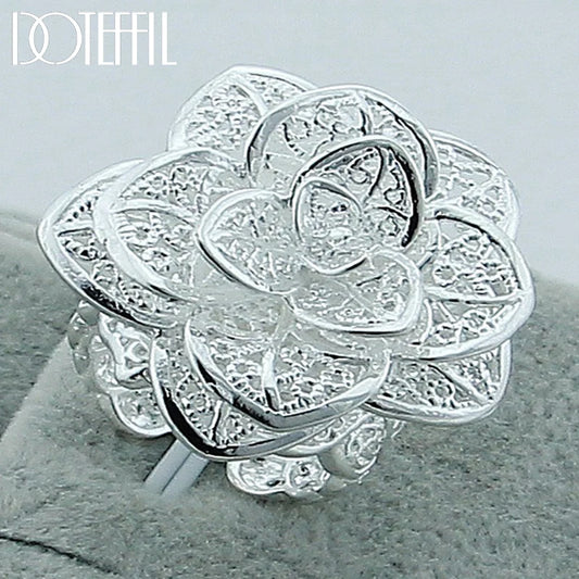 925 Sterling Silver Rose Flower Open Ring -Buy one get one free🔥