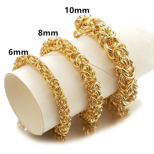 Stainless Steel Gold Color Round Circle Byzantine Link Chain