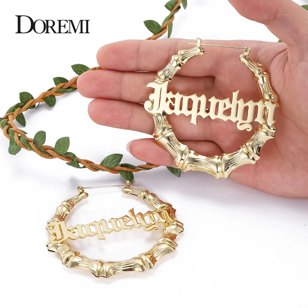 Stainless Steel Bamboo Hoop Earrings Customized