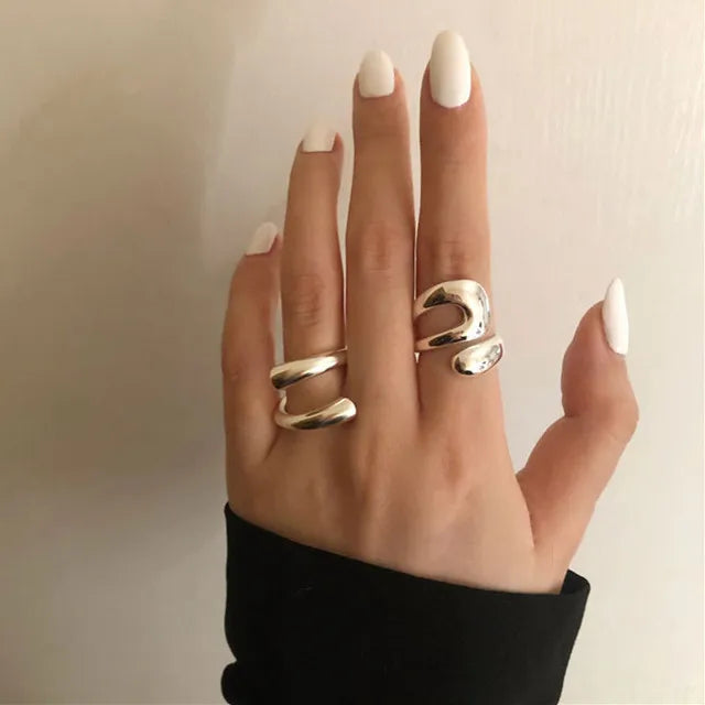 Minimalist Silver Geometric Ring