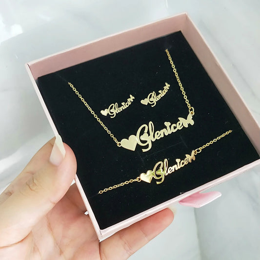Customized Jewelry Set Stainless Steel Necklace/Earrings/Bracelet/ Ring -BOGO 🔥