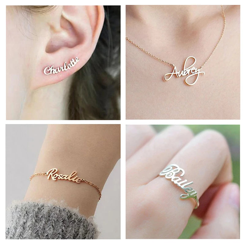 Customized Jewelry Set Stainless Steel Necklace/Earrings/Bracelet/ Ring -BOGO 🔥