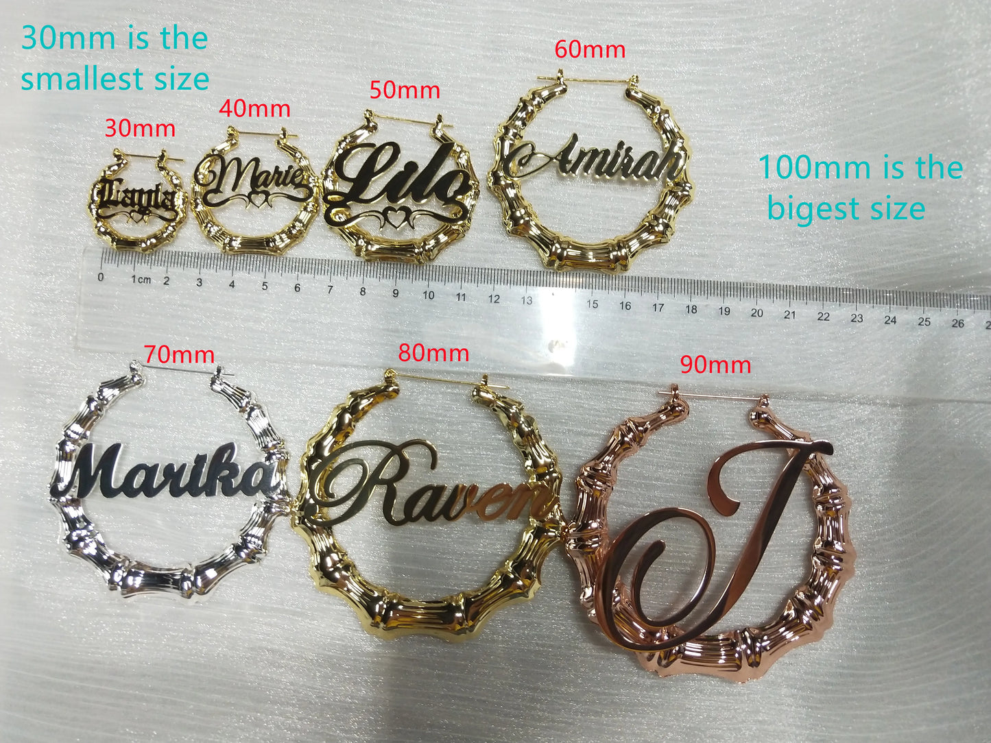 Stainless Steel Bamboo Hoop Earrings Customized