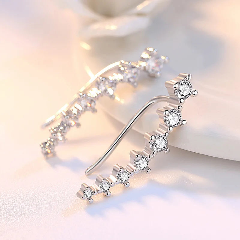 100% Genuine Real Pure Solid 925 Sterling Silver Ear Cuff Cubic Zirconia - BOGO 🔥