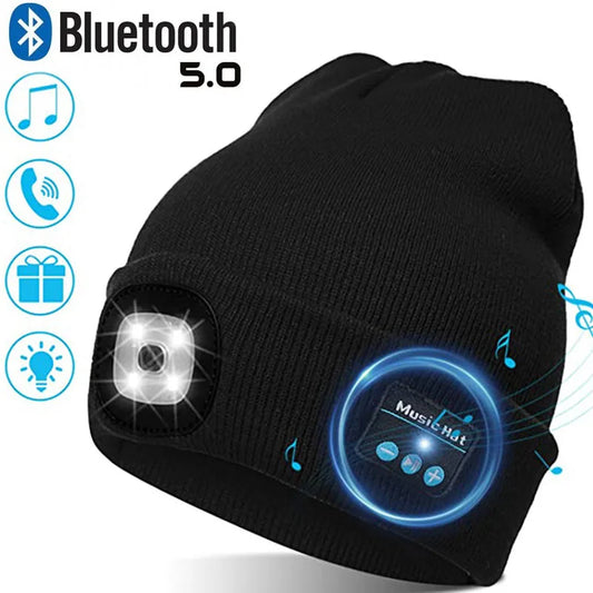 Rechargeable Bluetooth LED Beanie – Music & Hands-Free Calls - Buy One Get One Free 🔥