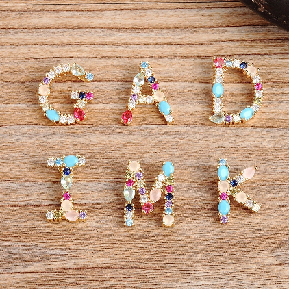 Colorful Initial Letter Necklace Multicolor Rainbow