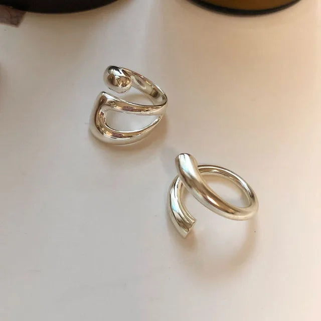 Minimalist Silver Geometric Ring