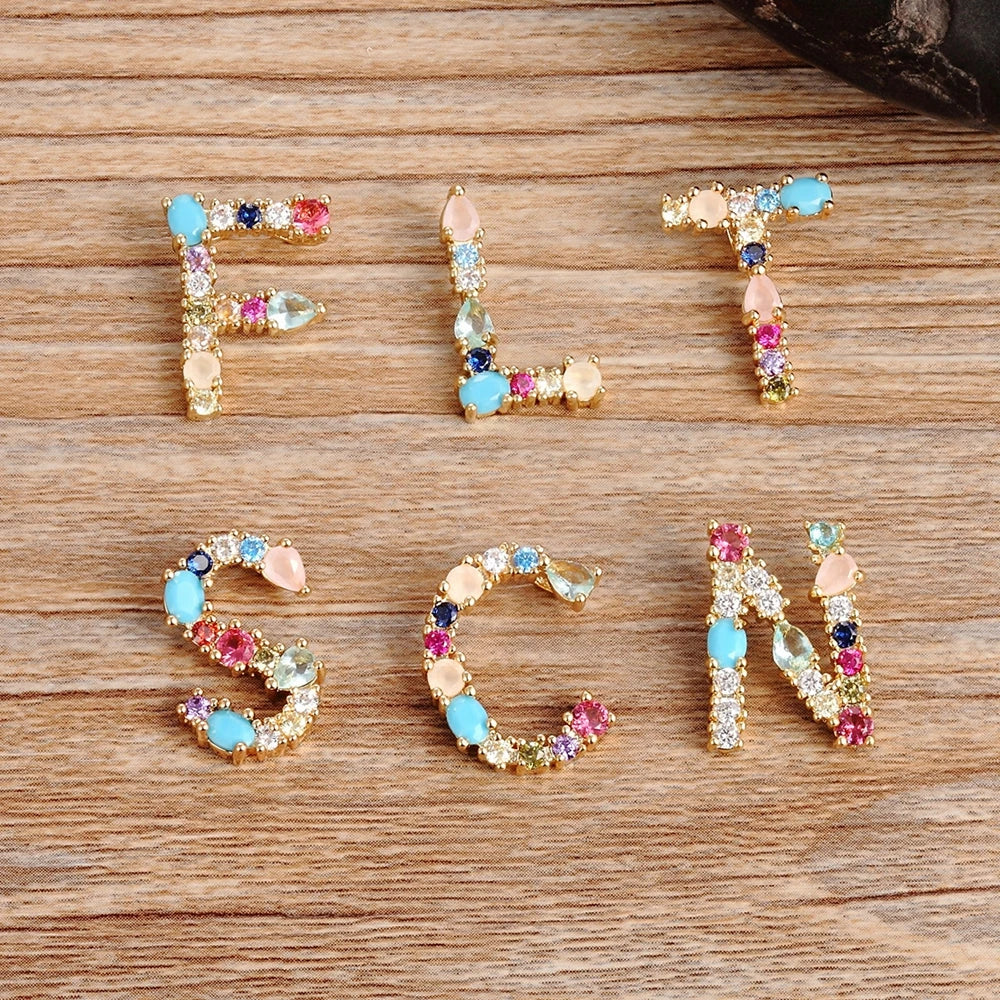 Colorful Initial Letter Necklace Multicolor Rainbow