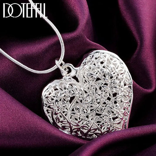925 Sterling Silver 18-30 Inch Carved Heart Pendant Snake Chain - Buy One Get One  Free🔥