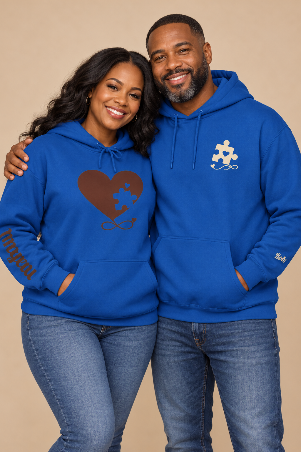 Mochi Heart Puzzle Graphic Hoodies for Couple - Personalize it