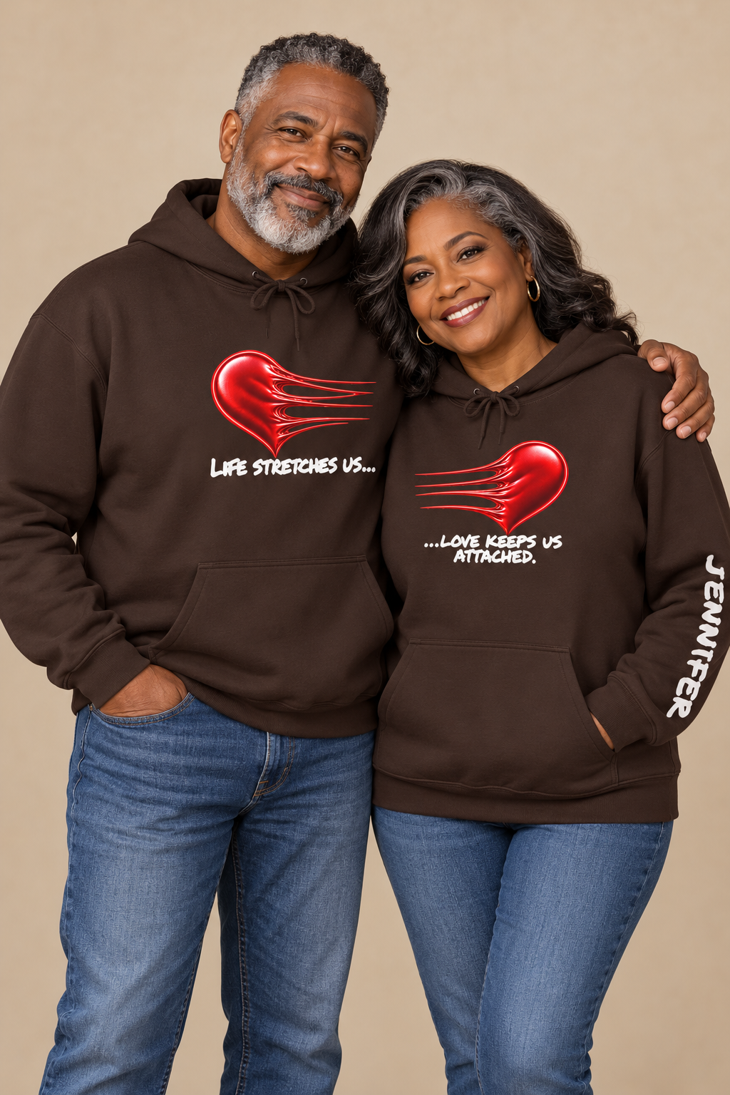 Personalized Couples T-Shirt With Two Names and Red Heart