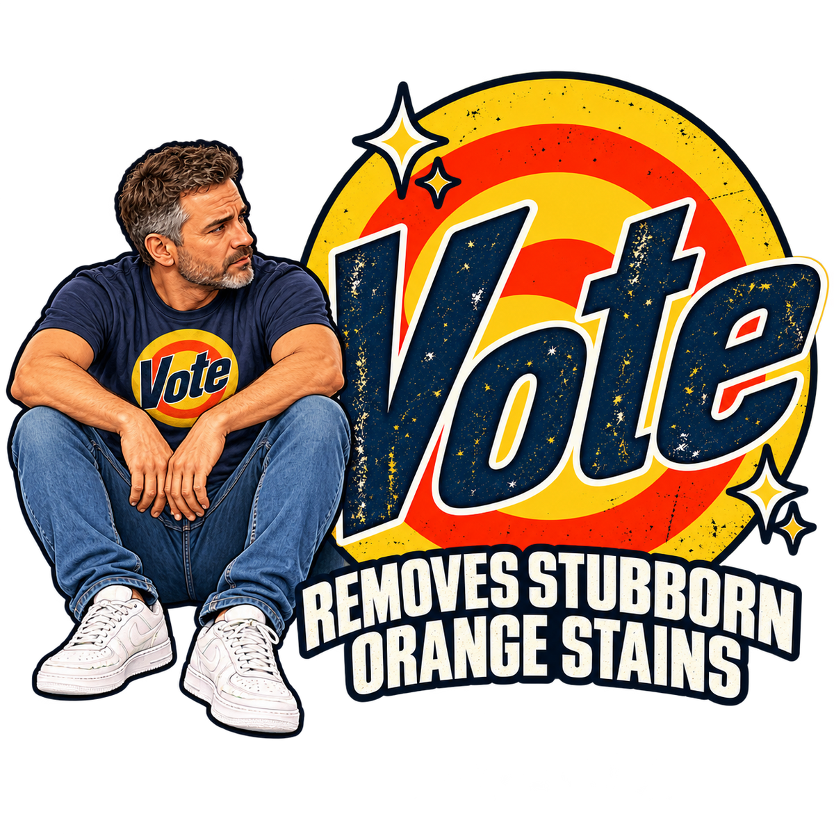 Personalized w/Your Likeness & Name  “Vote Removes Stubborn Orange Stains” Retro T-Shirt