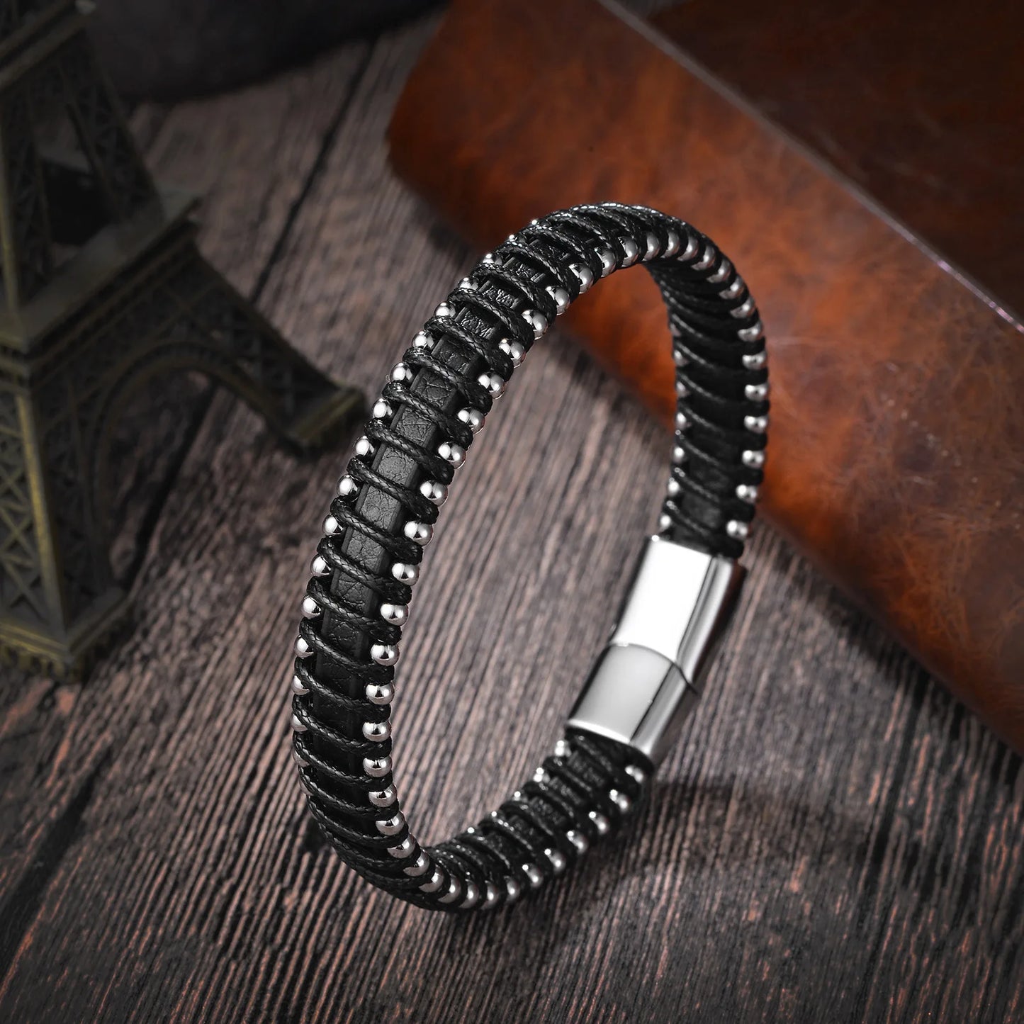 Braided Rope Woven Black Leather Men Bracelets -BuyOne Get One Free🔥