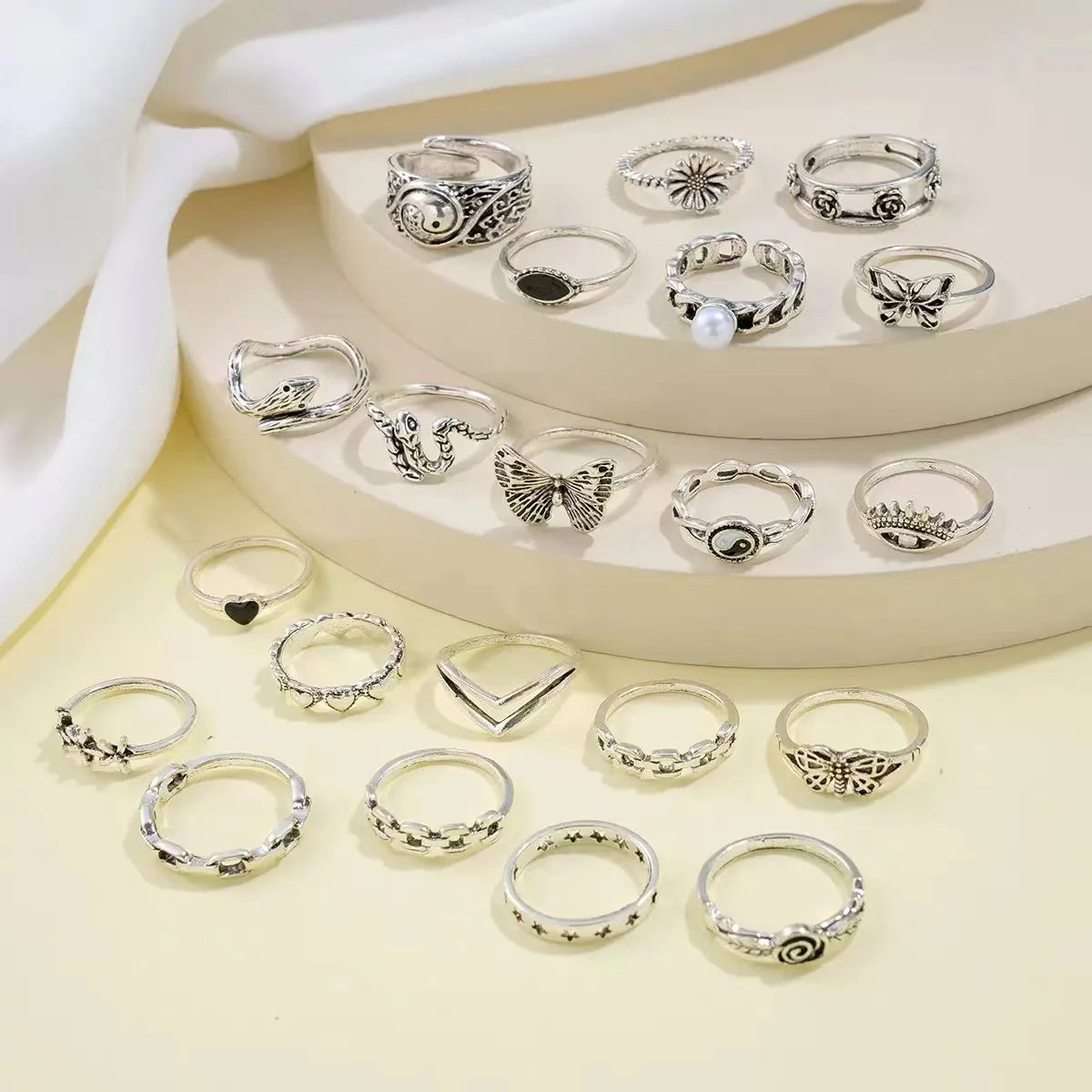 21PCS Cross-border New Punk-Style Rings -Buy One Get One Free 🔥