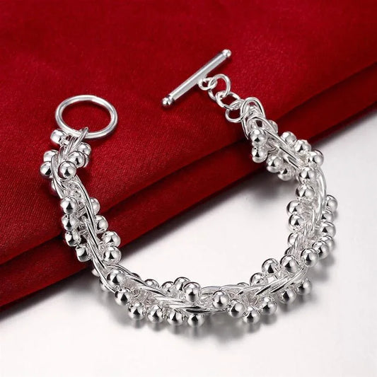 Fine NEW 925 Sterling Silver High Quality Lady solid beads Bracelet