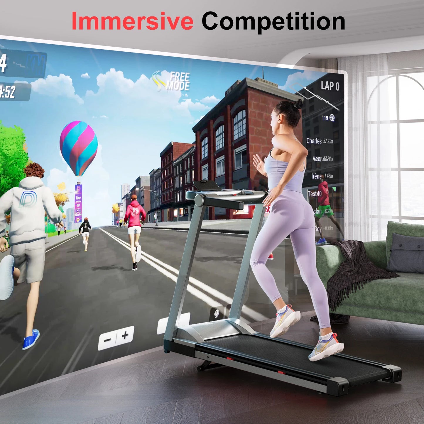 3.5HP Foldable Incline Home Treadmill Walking Pad with Handle Bar