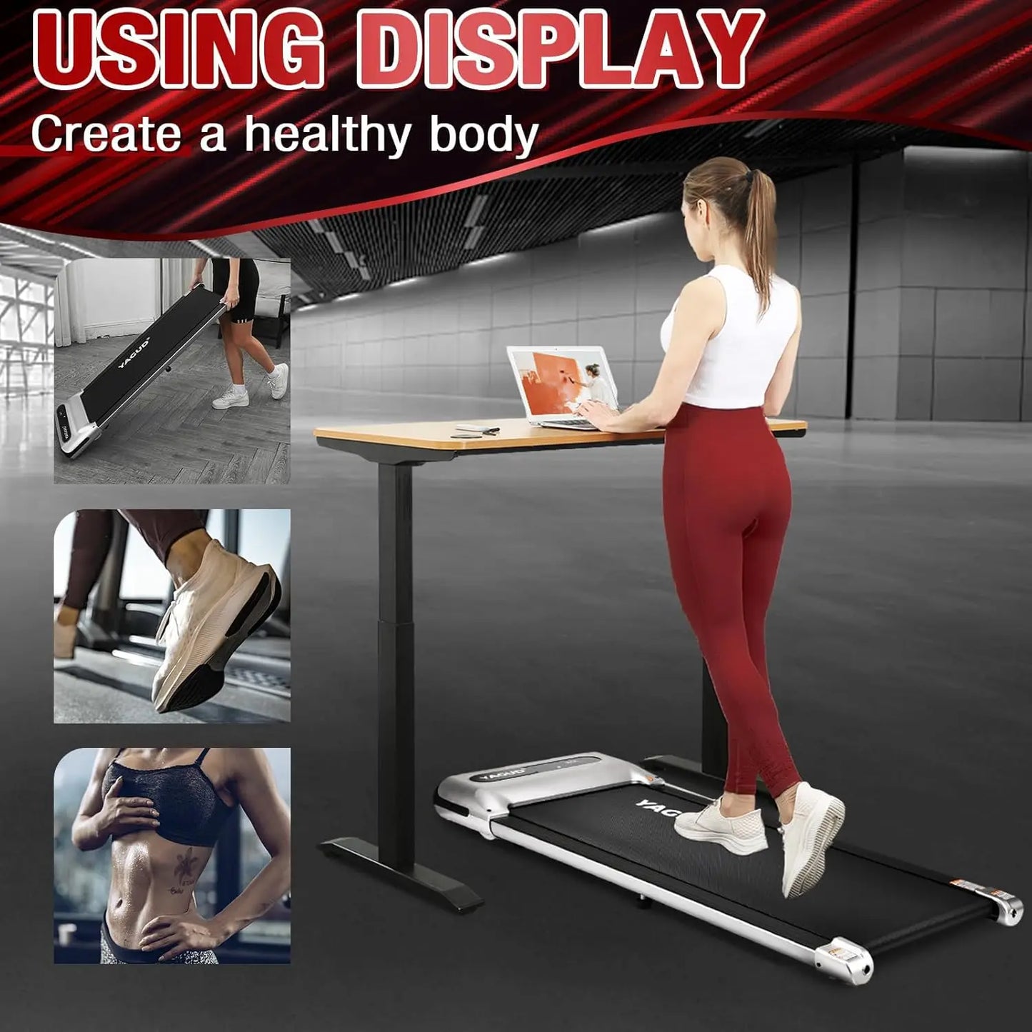 Desk Treadmill, Walking Pad for Home and Office, 2.5 HP Portable Walking Jogging Running Machine with Remote Control and LED Dis