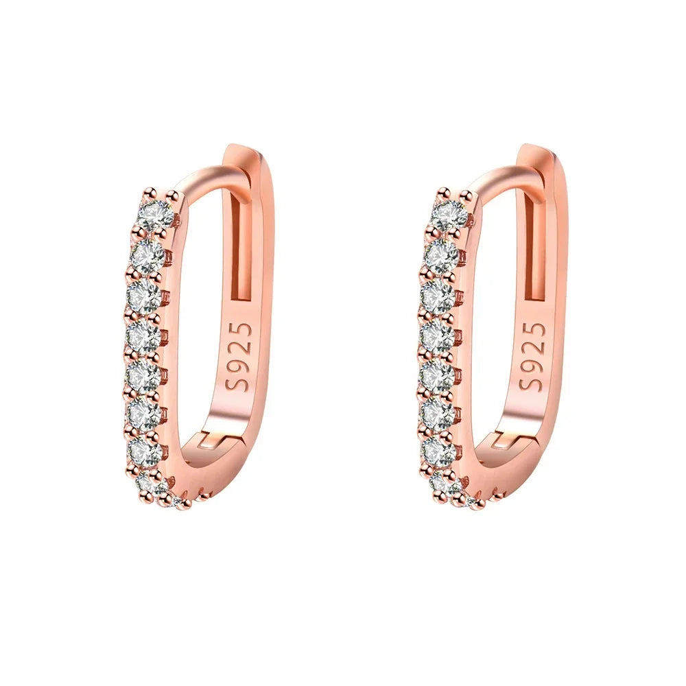 925 Sterling Silver Zircon Hoop Earrings for Women | Sparkling Crystal Circle Earrings