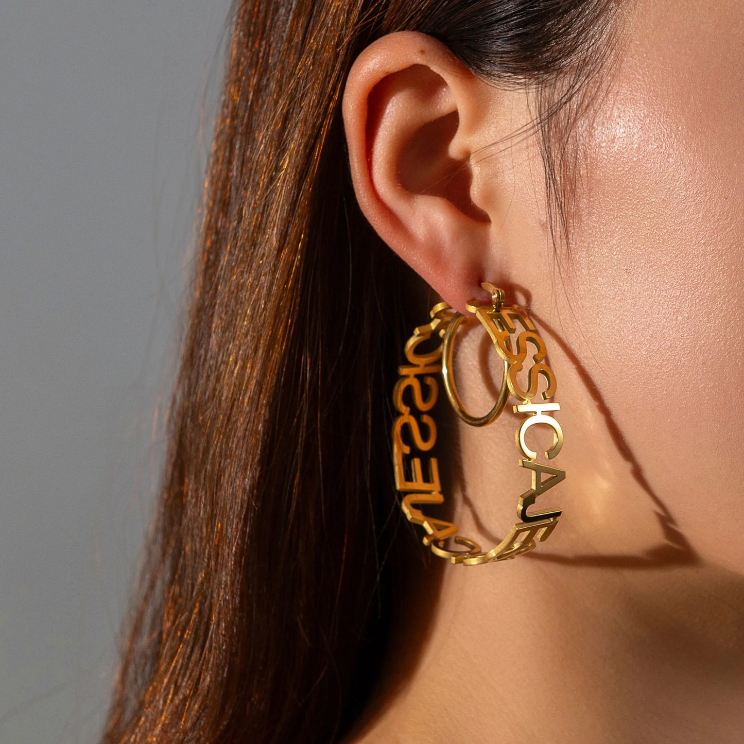 Custom Name Hoop Earrings for Women