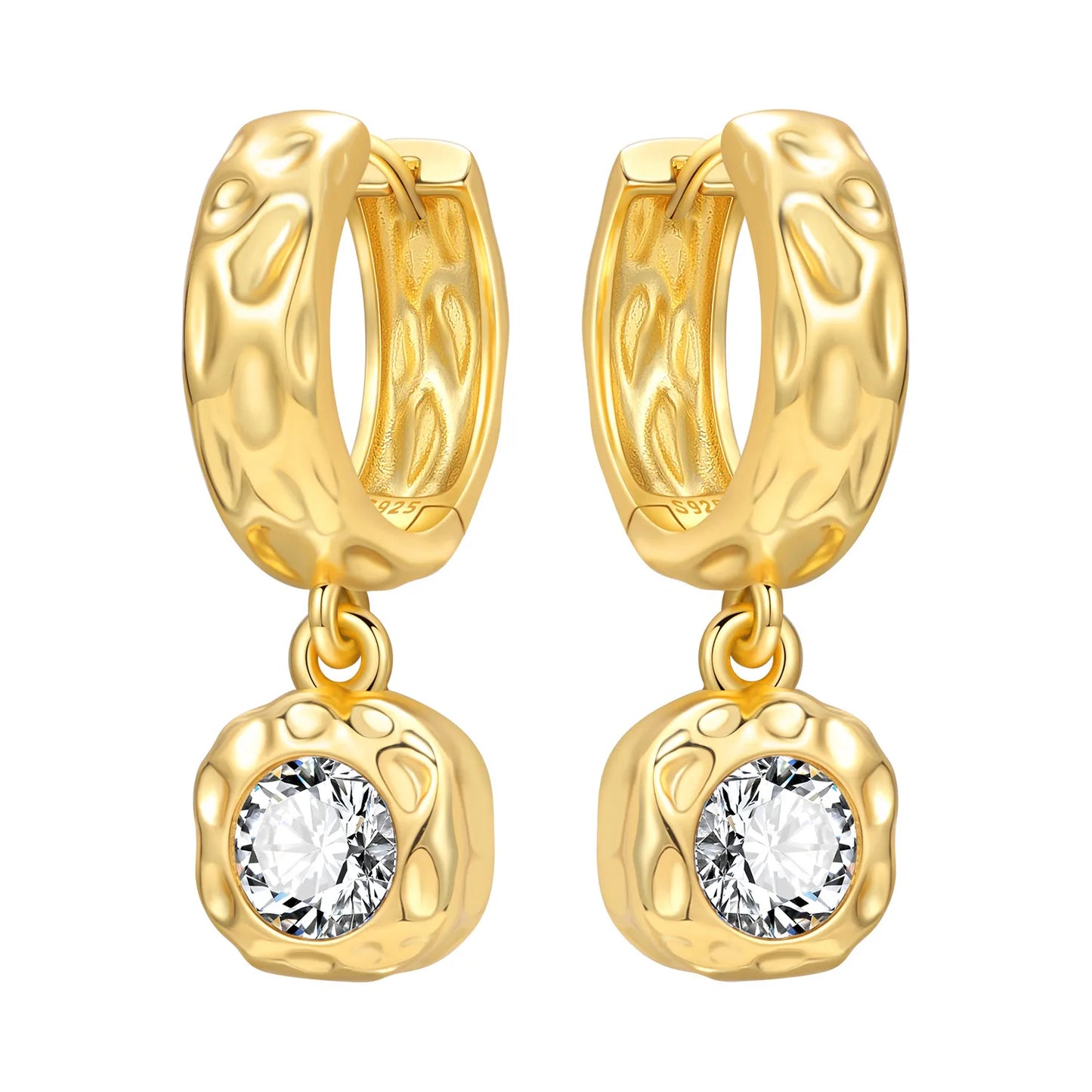 S925 Sterling Silver 18K Gold Square Hoop Earrings