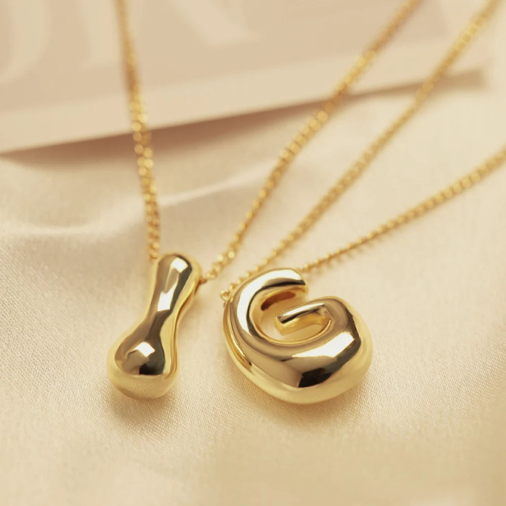 Golden Color Stainless Steel Initial Necklace for Women