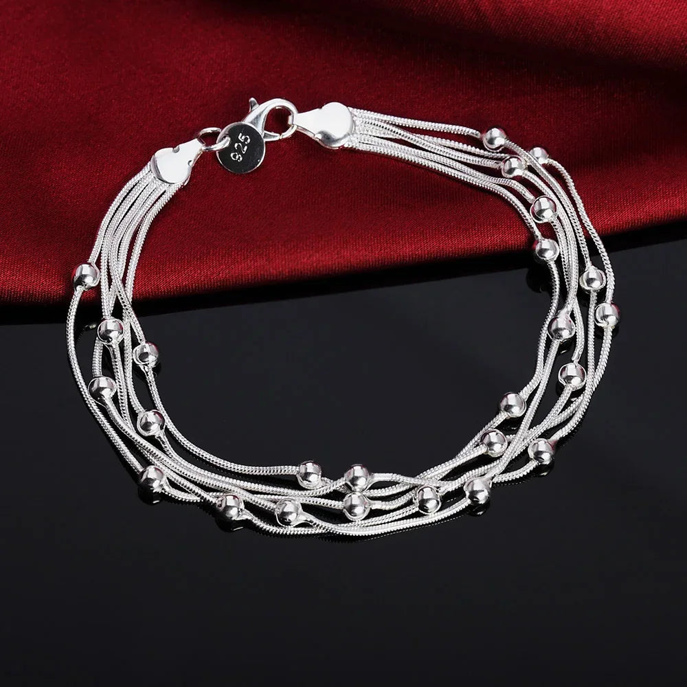 Fine Noble 925 Sterling Silver Solid Chain Bracelet For Women Men