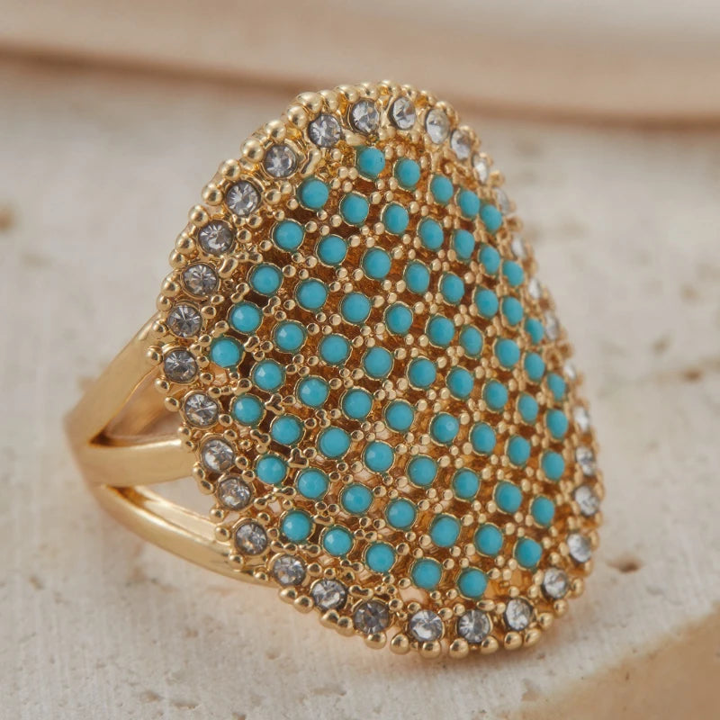 Retro Bohemian Fashion Set Zircon Oval Ring
