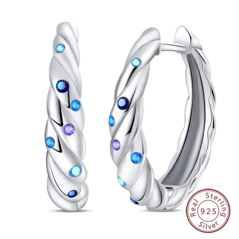 925 Sterling Silver Earrings Charm Simple Shiny Zirconia - Buy One Get