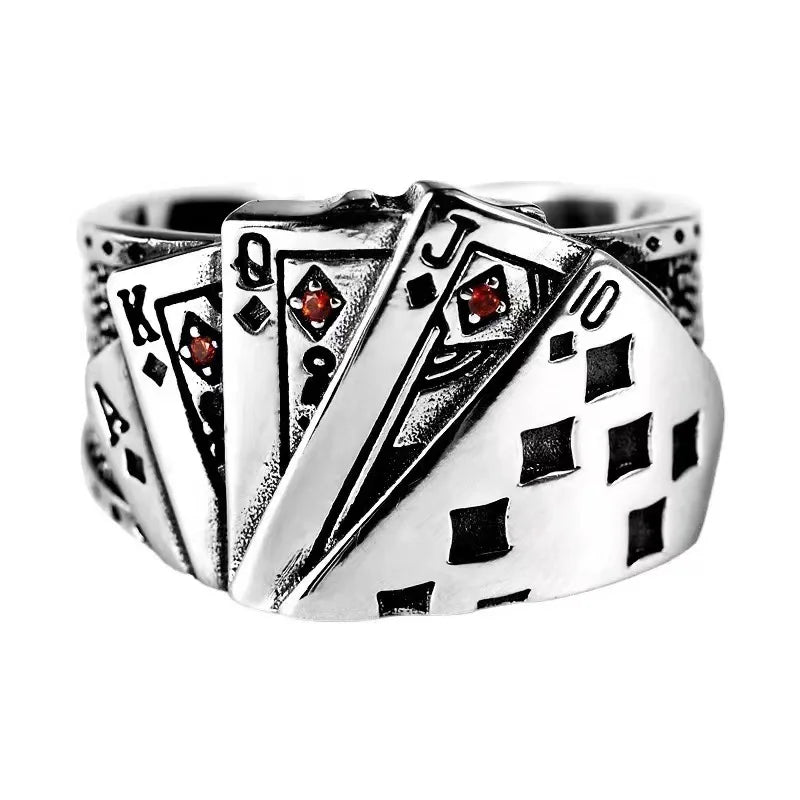 vintage open-ring unisex poker card-shaped Ring for men - Bogo 🔥