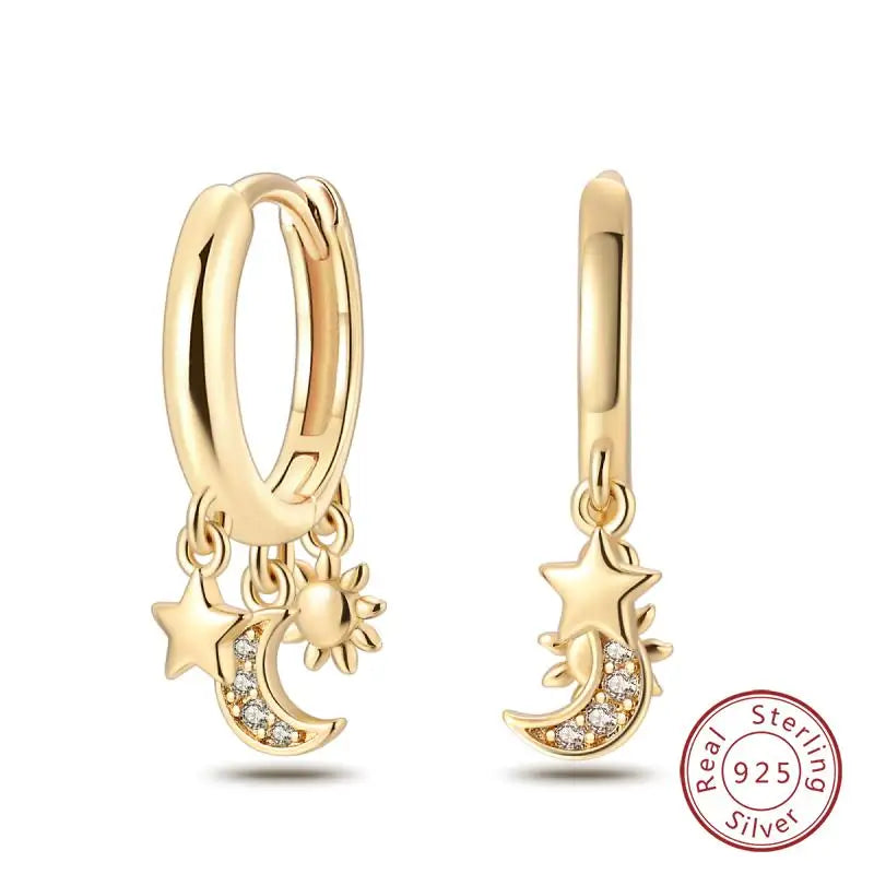 925 Sterling Silver Earrings Charm Simple Shiny Zirconia - Buy One Get