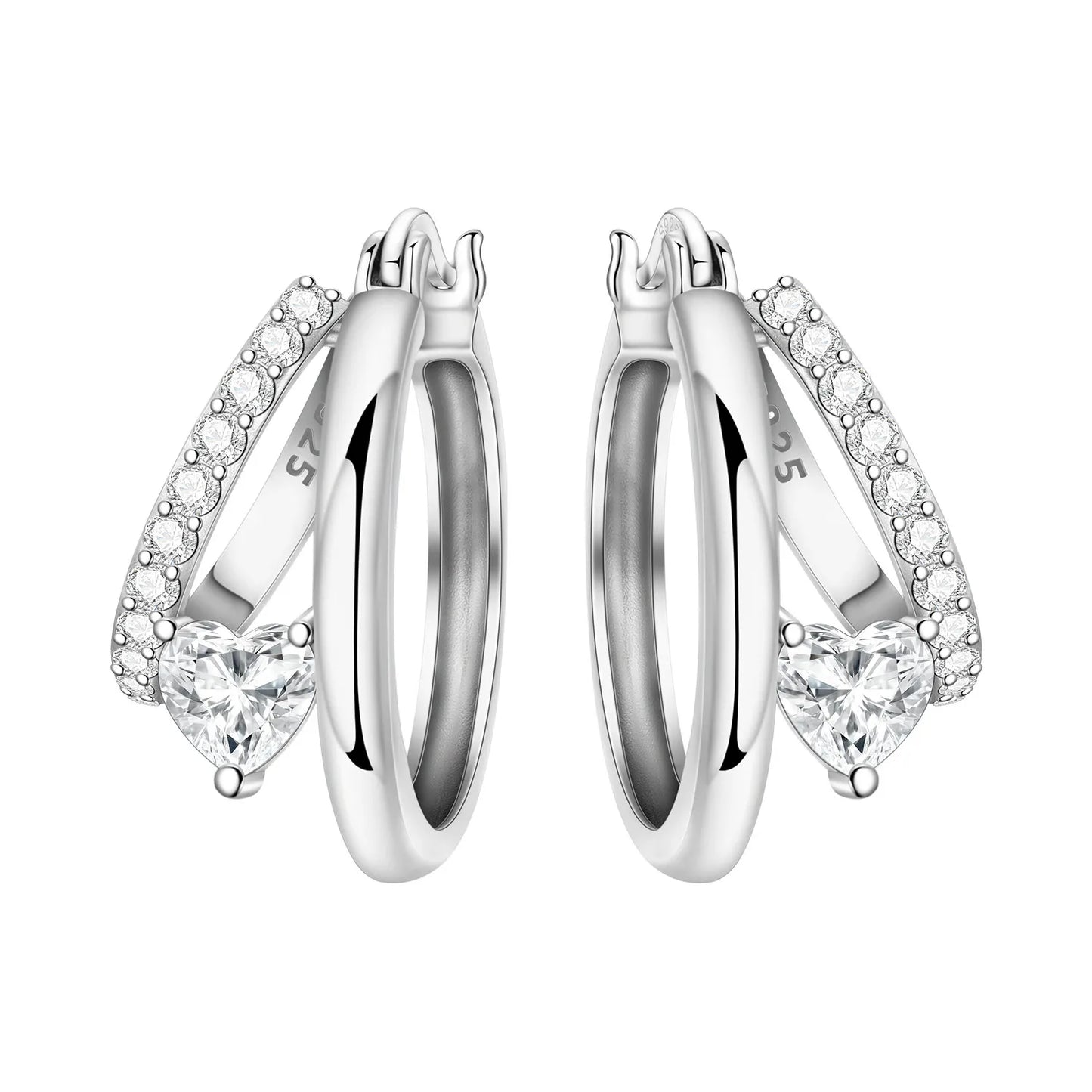 925 Sterling Silver Double Loop Drop Earrings for Women | Minimalist Dangle Earrings